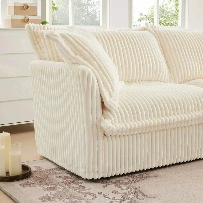 Slipcovered Long Sofa with Removable Cover, Extra Deep Cloud Like Comfy Sofa Couch -DTYStore