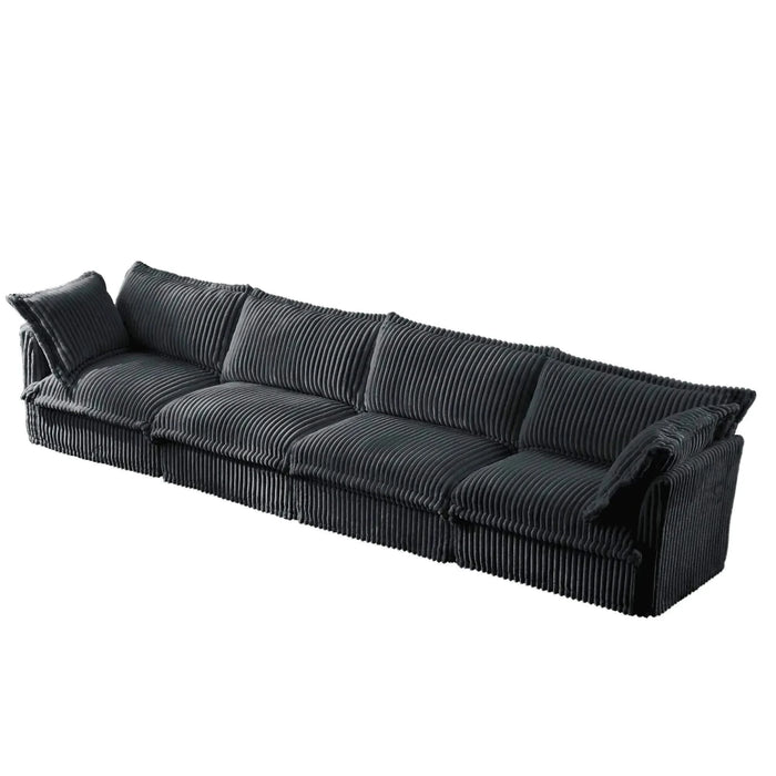 Slipcovered Long Sofa with Removable Cover, Extra Deep Cloud Like Comfy Sofa Couch Gray Corduroy -DTYStore