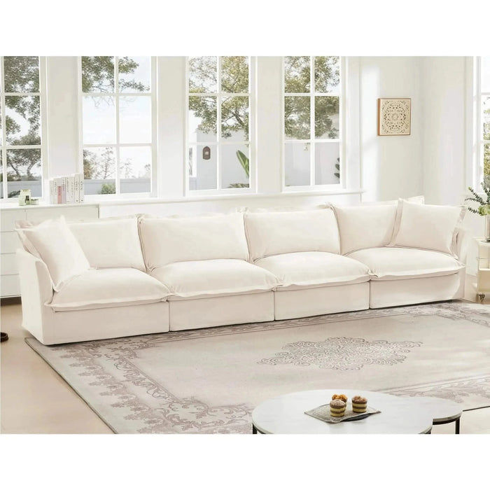 Slipcovered Long Sofa with Removable Cover, Extra Deep Cloud Like Comfy Sofa Couch -DTYStore