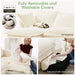 Slipcovered Sofa Couch, Modern 3 Seater Sofa with Suppleness Armrests,Deep Seat Sofa with Soft Multiple Big Pillows, Comfy Couch for Living Room, Apartment Cream -DTYStore