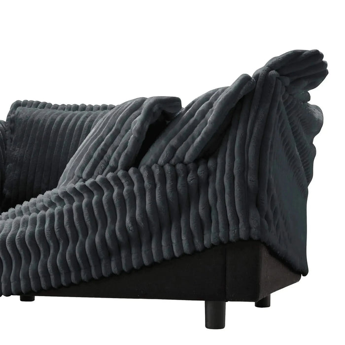 Slipcovered Sofa Couch, Modern 3 Seater Sofa with Suppleness Armrests,Deep Seat Sofa with Soft Multiple Big Pillows, Comfy Couch for Living Room, Apartment Gray -DTYStore