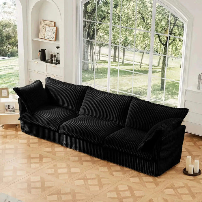 Slipcovered Sofa Couch, Modern 3 Seater Sofa with Suppleness Armrests,Deep Seat Sofa with Soft Multiple Big Pillows, Comfy Couch for Living Room, Apartment -DTYStore