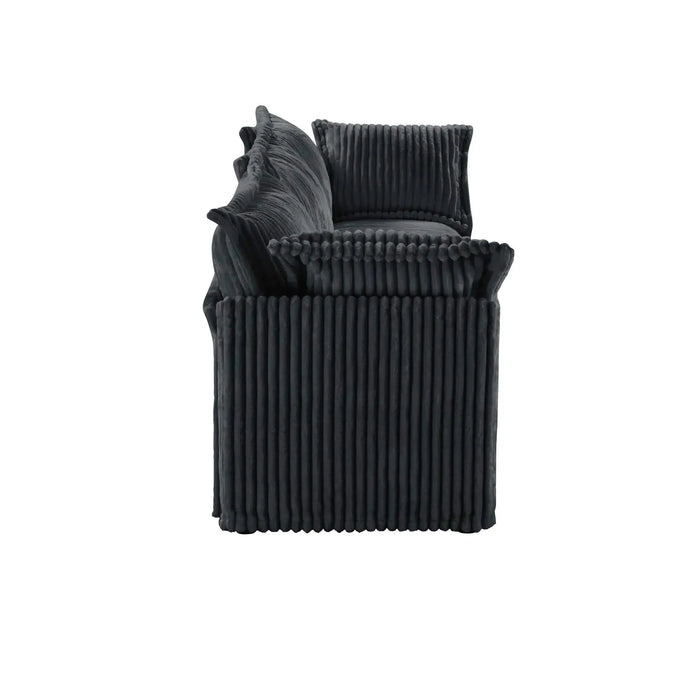 Slipcovered Sofa Couch, Modern 3 Seater Sofa with Suppleness Armrests,Deep Seat Sofa with Soft Multiple Big Pillows, Comfy Couch for Living Room, Apartment Gray -DTYStore