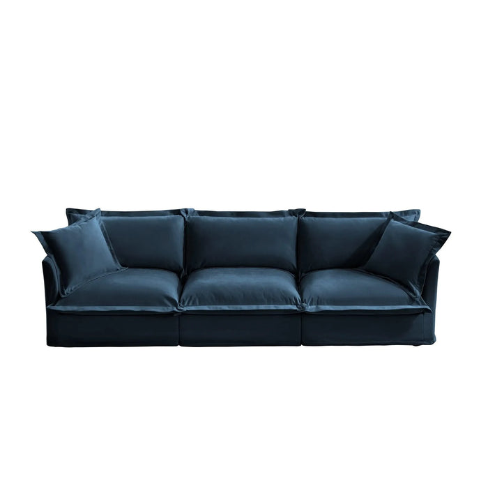 Slipcovered Sofa Couch, Modern 3 Seater Sofa with Suppleness Armrests, Chenille Fleece Deep Seat Sofa with Soft Multiple Big Pillows, Comfy Couch for Living Room, Apartment,Chenille Fabric Blue -DTYStore