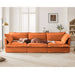 Slipcovered Sofa Couch, Modern 3 Seater Sofa with Suppleness Armrests, Chenille Fleece Deep Seat Sofa with Soft Multiple Big Pillows, Comfy Couch for Living Room, Apartment,Chenille Fabric Orange -DTYStore