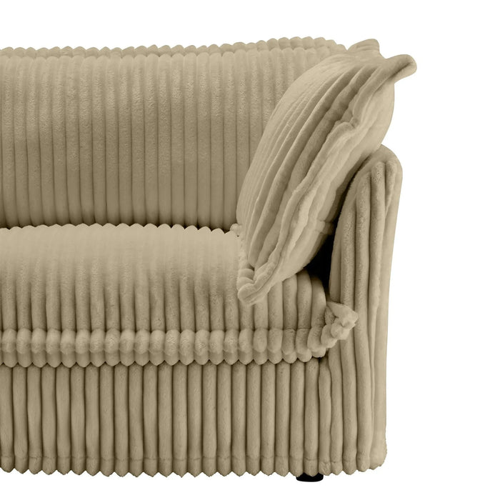 Slipcovered U Shape Sectional Wide and Deep Seat Sofa Couch, 4 Seater Sofa with French Edges Design Multiple Big Pillows, Soft Deep Seat Comfy Cloud Couch for Living Room, Apartment, Camel Corduroy Default -DTYStore