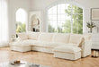 Slipcovered U Shape Sectional Wide and Deep Seat Sofa Couch, 4 Seater Sofa with French Edges Design Multiple Big Pillows Cream -DTYStore