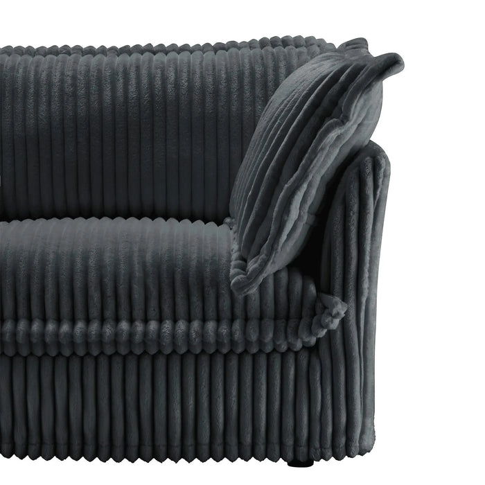 Slipcovered U Shape Sectional Wide and Deep Seat Sofa Couch, 4 Seater Sofa with French Edges Design Multiple Big Pillows Gray -DTYStore