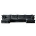 Slipcovered U Shape Sectional Wide and Deep Seat Sofa Couch, 4 Seater Sofa with French Edges Design Multiple Big Pillows Gray -DTYStore