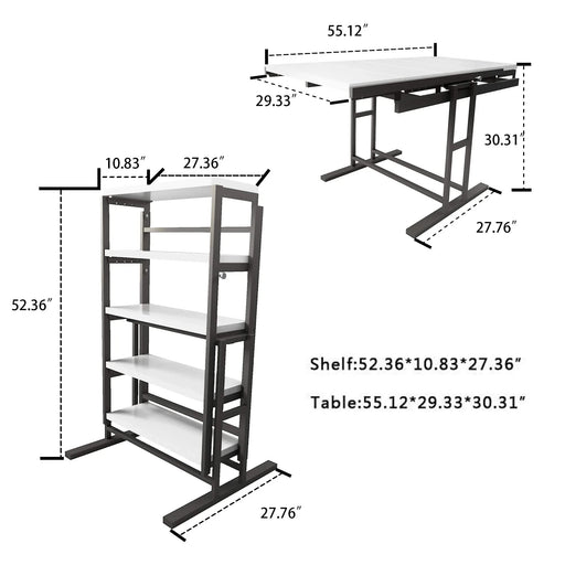 Solid Mahogany Wood Multifunction Convertible Dining Table,Free Switch Space Saving Table Shelf for Home and Studio, White Finish Default -DTYStore