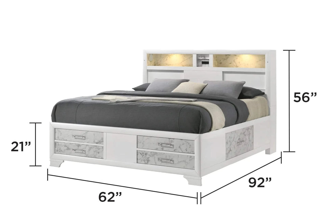 Soul Modern Style Queen 4PC Bedroom Set Made with wood in White(CA Inventory) Default -DTYStore