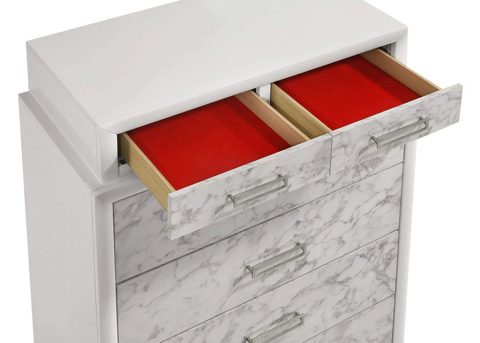 Soul Modern style Full 5PC bedroom set made with wood and Drawers in white Default -DTYStore