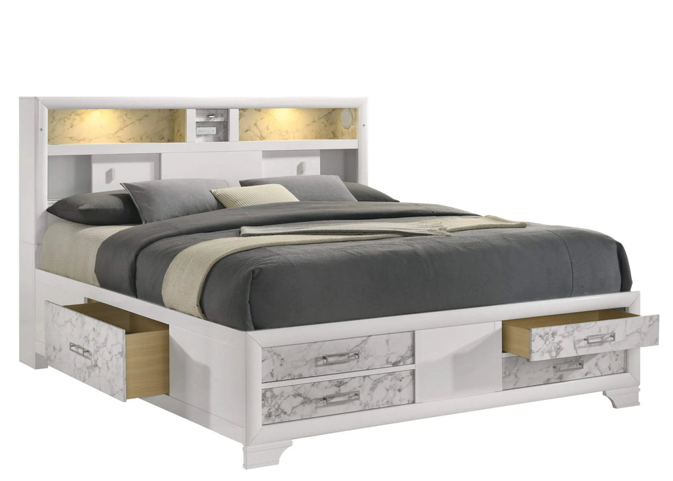 Soul Modern style Full 5PC bedroom set made with wood and Drawers in white Default -DTYStore