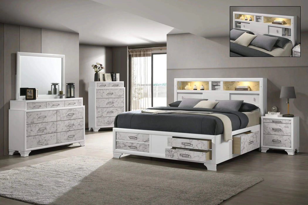 Soul Modern style Full 5PC bedroom set made with wood and Drawers in white Default -DTYStore