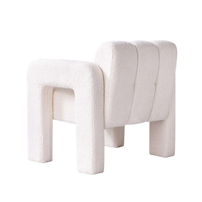 Stylish Boucle Upholstered Accent Chair with Solid Wood Frame and High-Density Foam in Beige Default -DTYStore