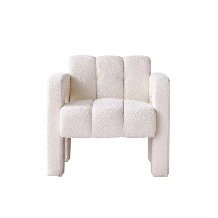 Stylish Boucle Upholstered Accent Chair with Solid Wood Frame and High-Density Foam in Beige Default -DTYStore