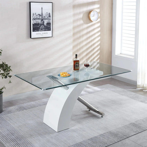 Stylish Dining Room Table, Luxury Glass Top Dining Table, Modern Design For Your House (2 Colors) Default -DTYStore