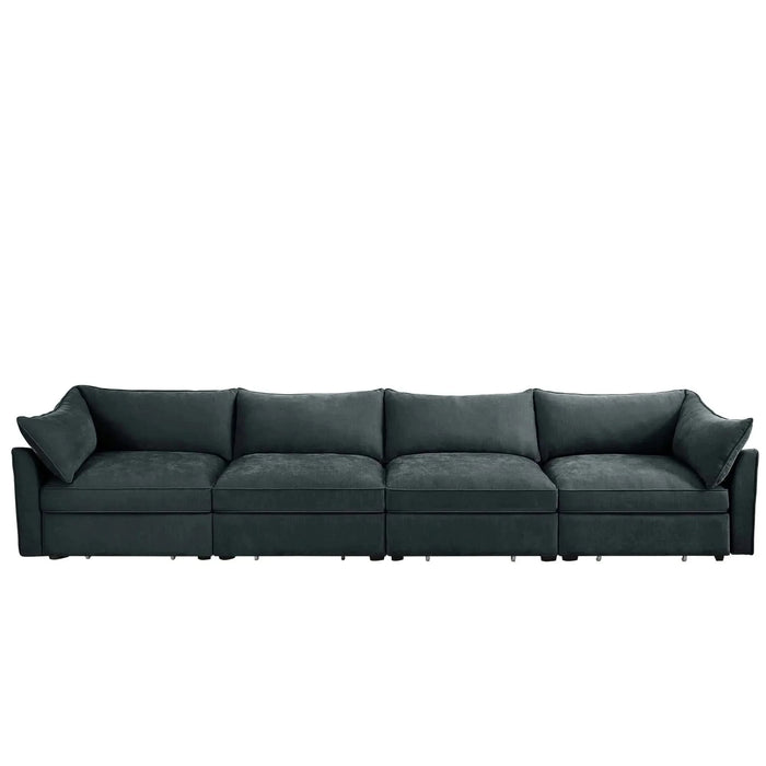 Super Large Wide and Deep Seat Sofa Couch for 4 Persons, 4 Seater Sofa with Storage Pull out Drawer Under Each Seat, Chenille Gray -DTYStore