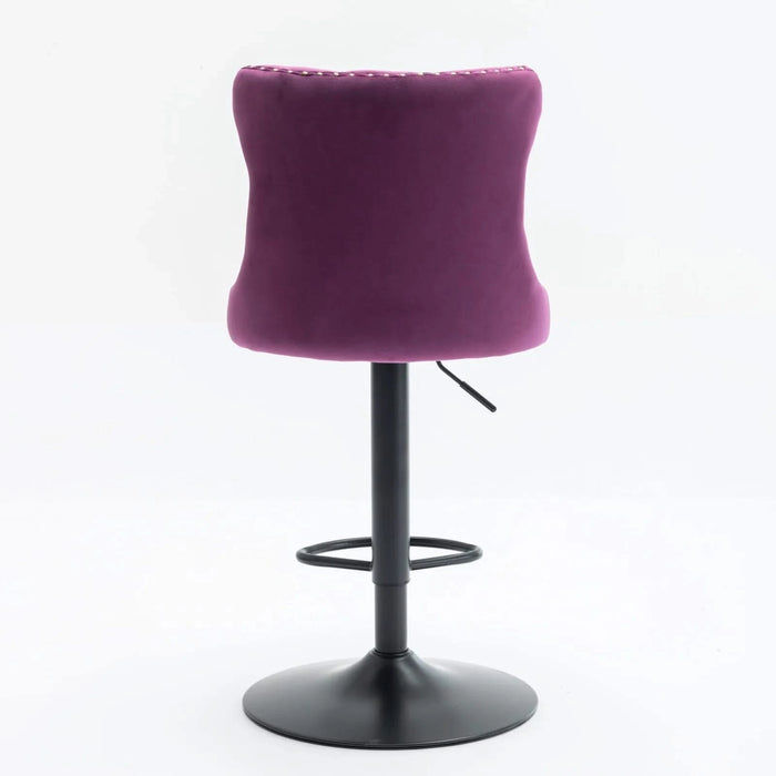 Swivel Velvet Barstools Adjusatble Seat Height from 25-33 Inch,17.7inch base, Modern Upholstered Bar Stools with Backs Comfortable Tufted for Home Pub and Kitchen Island,Purple,Set of 2,SW1812PP Default -DTYStore