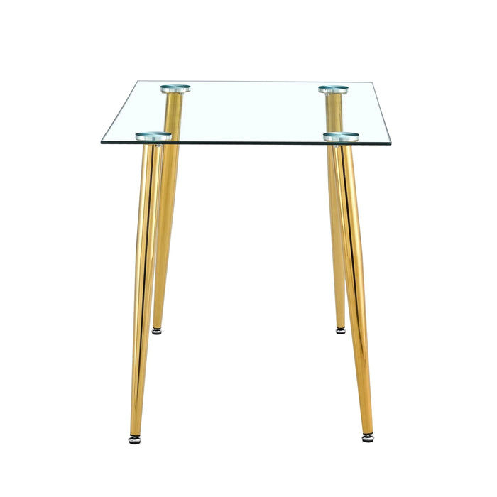 TABLE LEG FOR GT-02, GOLDEN LEG , Modern Minimalist Rectangle Glass Dining Table, Transparent Glass Tabletop and Electroplate Metal Legs, Suitable for Kitchens, Restaurants, and Living Rooms Default -DTYStore
