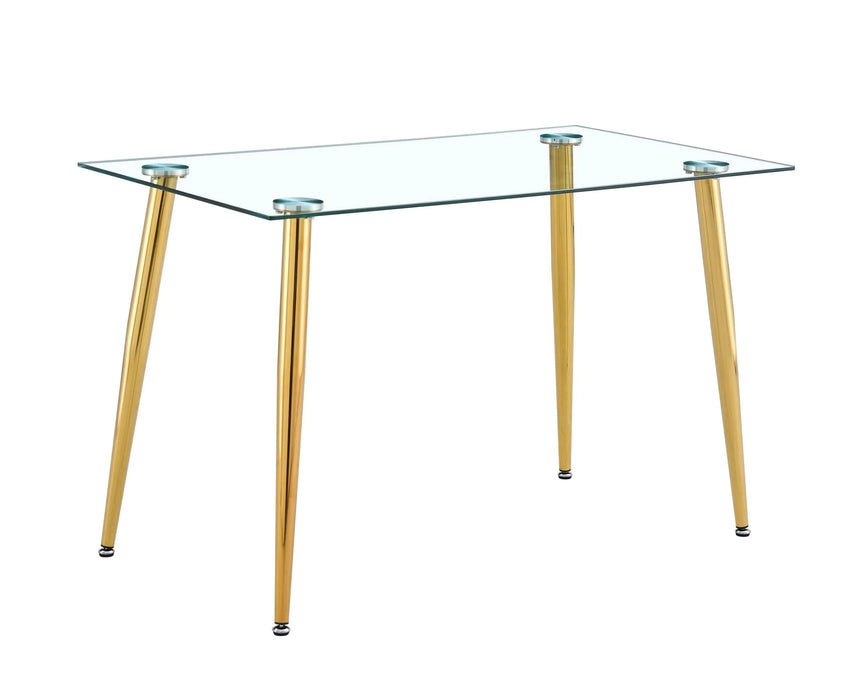 TABLE LEG FOR GT-02, GOLDEN LEG , Modern Minimalist Rectangle Glass Dining Table, Transparent Glass Tabletop and Electroplate Metal Legs, Suitable for Kitchens, Restaurants, and Living Rooms Default -DTYStore