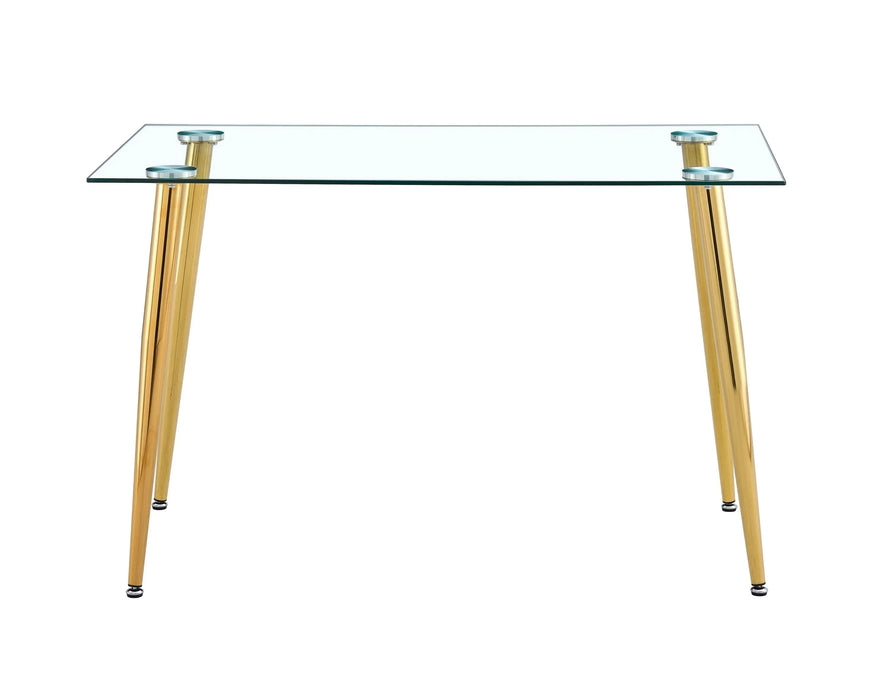 TABLE LEG FOR GT-02, GOLDEN LEG , Modern Minimalist Rectangle Glass Dining Table, Transparent Glass Tabletop and Electroplate Metal Legs, Suitable for Kitchens, Restaurants, and Living Rooms Default -DTYStore