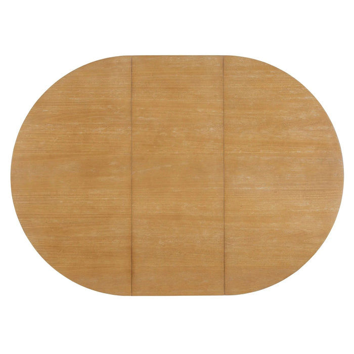 TREXM Extendable Dining Table with a 16-inch Middle Leaf, 42''-58'' Oval Dining Table for 6, Retro Solid Wood Round Dining Table with Double Layer Design for Kitchen, Dining Room (Natural Wood Wash) Default -DTYStore