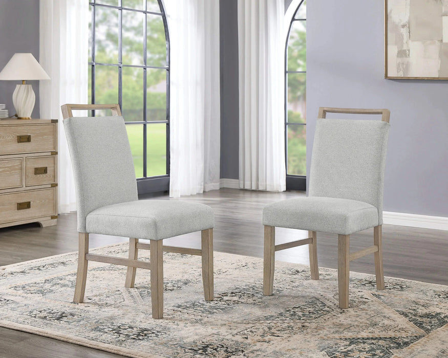 Tabitha Set of 2 Light Oak Finish Dining Side Chairs with Light Gray Fabric Default -DTYStore