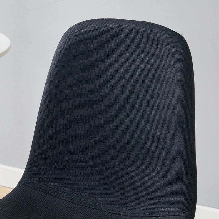 Table and chair set. Modern multifunctional lifting platform, white textured sticker MDF desktop, gold metal legs. Paired with four black dining chairs made of linen fabric. Default -DTYStore