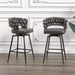 Technical Leather Woven Bar Stool Set of 2, 360 Swivel Upholstered Chairs with Back Footrest, Tan Default -DTYStore
