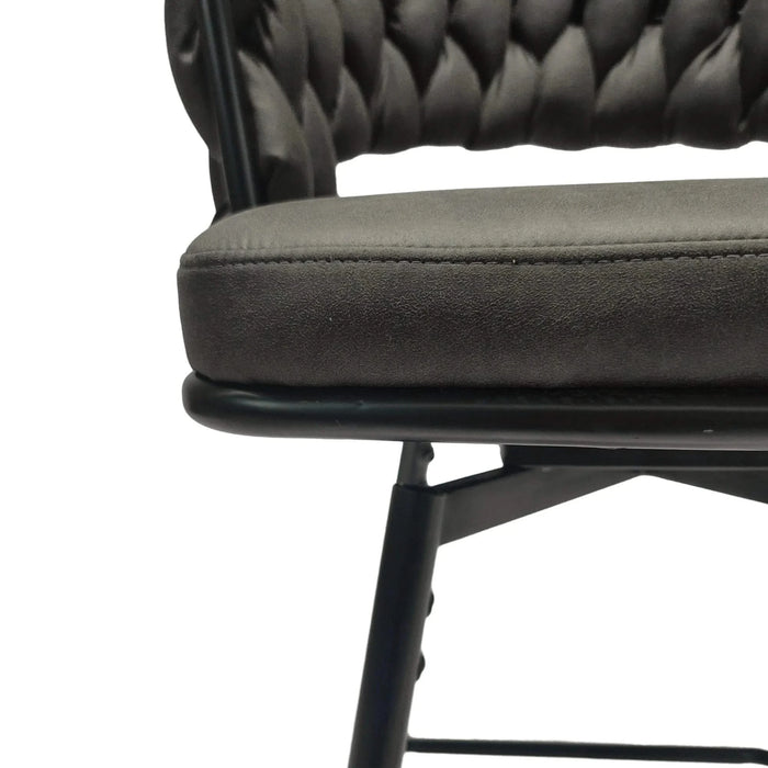 Technical Leather Woven Bar Stool Set of 2, 360 Swivel Upholstered Chairs with Back Footrest, Tan Default -DTYStore