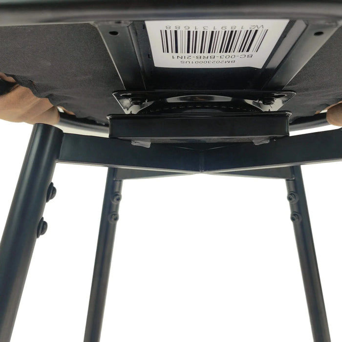 Technical Leather Woven Bar Stool Set of 2, 360 Swivel Upholstered Chairs with Back Footrest, Tan Default -DTYStore