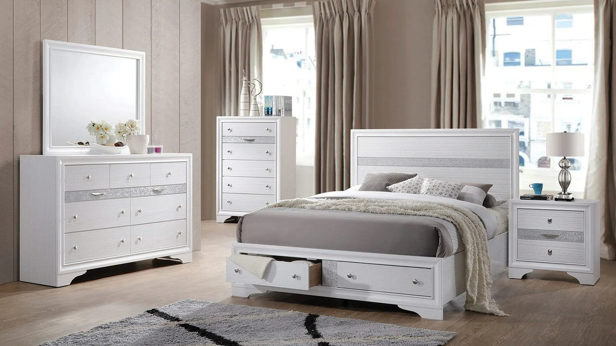 Traditional Style Full 5pc Storage Bedroom Set made with Wood in White Default -DTYStore