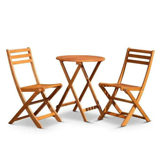 Twin Lakes Eucalyptus Outdoor 3-Piece Café Bistro Set -DTYStore