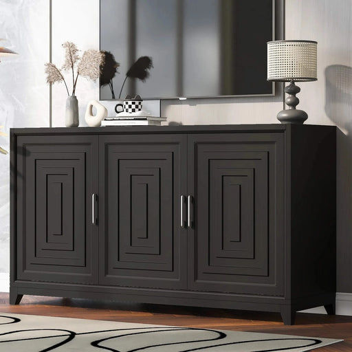 U-Can TV Stand for TVs up to 65 Inches, Modern Entertainment Center Media Console Cabinet with 2 Spacious Storage Space, Solid Wood Legs for Living room Default -DTYStore