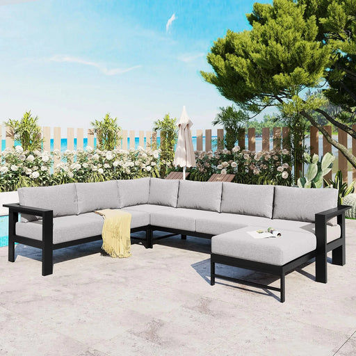 U-shaped multi-person outdoor sofa set, suitable for gardens, backyards, and balconies. Default -DTYStore