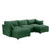 U Shape 3 Seater Deep Seat Sofa Couch with Ottomans,3-Seat Sofa with with 2 Movable Ottomans, Oversized Modular Sectional Sofa with Storage Pull out Drawer Under Each Seat,Chenille Green -DTYStore