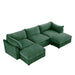 U Shape 3 Seater Deep Seat Sofa Couch with Ottomans,3-Seat Sofa with with 2 Movable Ottomans, Oversized Modular Sectional Sofa with Storage Pull out Drawer Under Each Seat,Chenille Green -DTYStore