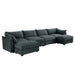 U Shape 4 Seater Deep Seat Sofa Couch with Ottomans,4-Seat Sofa with with 2 Movable Ottomans,, Oversized Modular Sectional Sofa with 6 Seats and Storage Pull out Drawer Under Each Seat,Chenille Gray -DTYStore