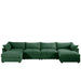 U Shape 4 Seater Deep Seat Sofa Couch with Ottomans,4-Seat Sofa with with 2 Movable Ottomans,, Oversized Modular Sectional Sofa with 6 Seats and Storage Pull out Drawer Under Each Seat,Chenille Green -DTYStore