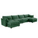 U Shape 4 Seater Deep Seat Sofa Couch with Ottomans,4-Seat Sofa with with 2 Movable Ottomans,, Oversized Modular Sectional Sofa with 6 Seats and Storage Pull out Drawer Under Each Seat,Chenille Green -DTYStore