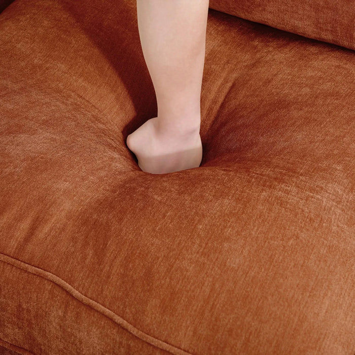 U Shape 4 Seater Deep Seat Sofa Couch with Ottomans,4-Seat Sofa with with 2 Movable Ottomans,, Oversized Modular Sectional Sofa with 6 Seats and Storage Pull out Drawer Under Each Seat,Chenille Orange -DTYStore