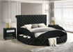 Unique Round Plush Black Velvet Button-Tufted Detailing Storage Bed King Size Black 2x Nightstands Wooden Bedroom Furniture 3pc Set Default -DTYStore