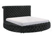 Unique Round Plush Black Velvet Button-Tufted Detailing Storage Bed King Size Black 2x Nightstands Wooden Bedroom Furniture 3pc Set Default -DTYStore