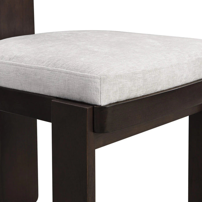 Upholstered Dining Chairs Set of 2, Fabric Side Chairs with Gray Seating Dark Brown Solid Rubber Wood Legs, 330 LBS Weight Capacity Default -DTYStore