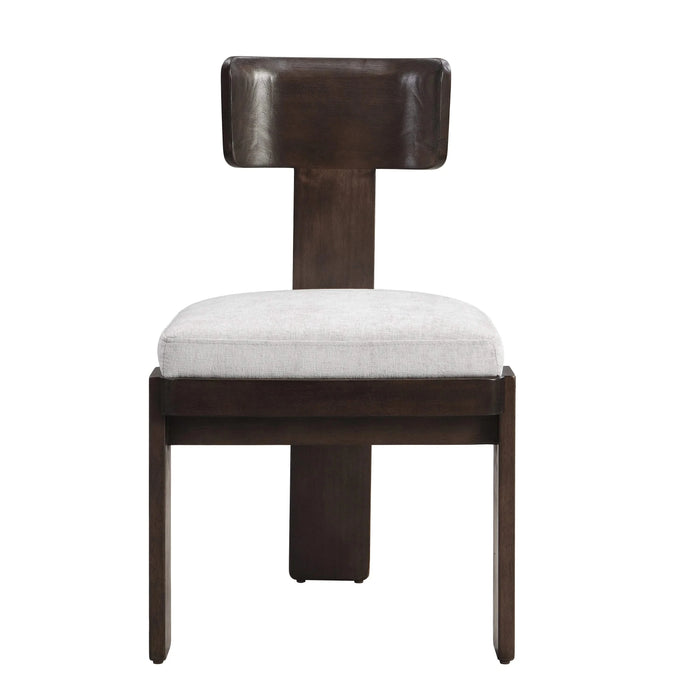 Upholstered Dining Chairs Set of 2, Fabric Side Chairs with Gray Seating Dark Brown Solid Rubber Wood Legs, 330 LBS Weight Capacity Default -DTYStore