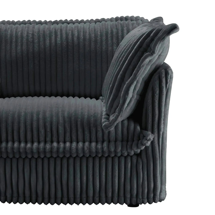 Upholstered Slipcovered Armchair with Ottoman, Deep Seat Armchair W/ Wide Ottoman for Living Room, Armchair Sets with Large Soft Pillows(Set of 2)Corduroy Fabric Gray -DTYStore