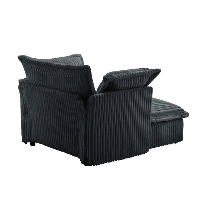 Upholstered Slipcovered Armchair with Ottoman, Deep Seat Armchair W/ Wide Ottoman for Living Room, Armchair Sets with Large Soft Pillows(Set of 2)Corduroy Fabric Gray -DTYStore