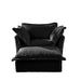Upholstered Slipcovered Armchair with Ottoman, Deep Seat Armchair W/ Wide Ottoman for Living Room, Armchair Sets with Large Soft Pillows(Set of 2)Corduroy Fabric Black -DTYStore
