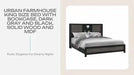 Urban Farmhouse King Size Bed with Bookcase, Dark Gray and Black, Solid Wood and MDF #random_id#-DTYStore